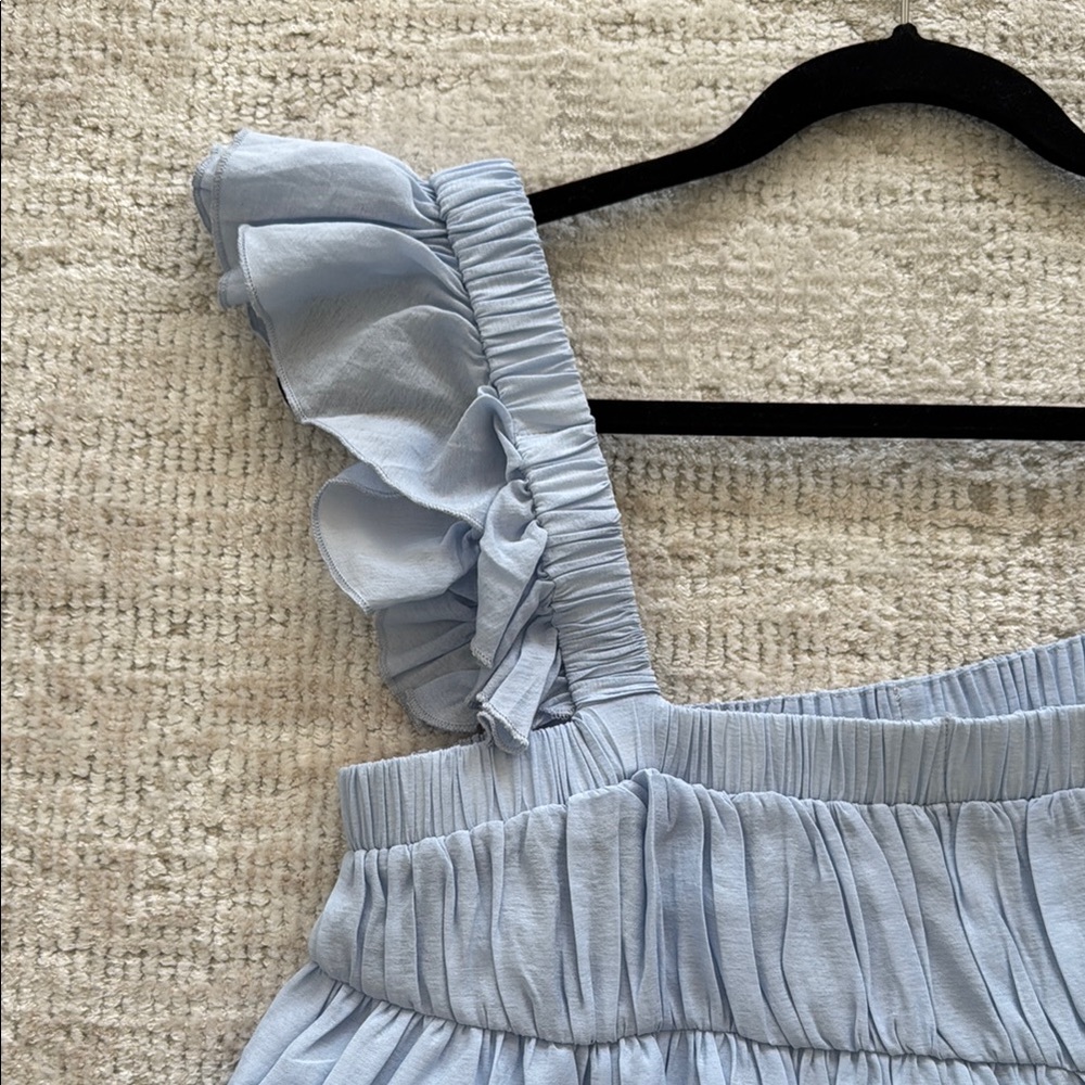 Light Blue Ruffled Women's Top - Picture 6 of 7